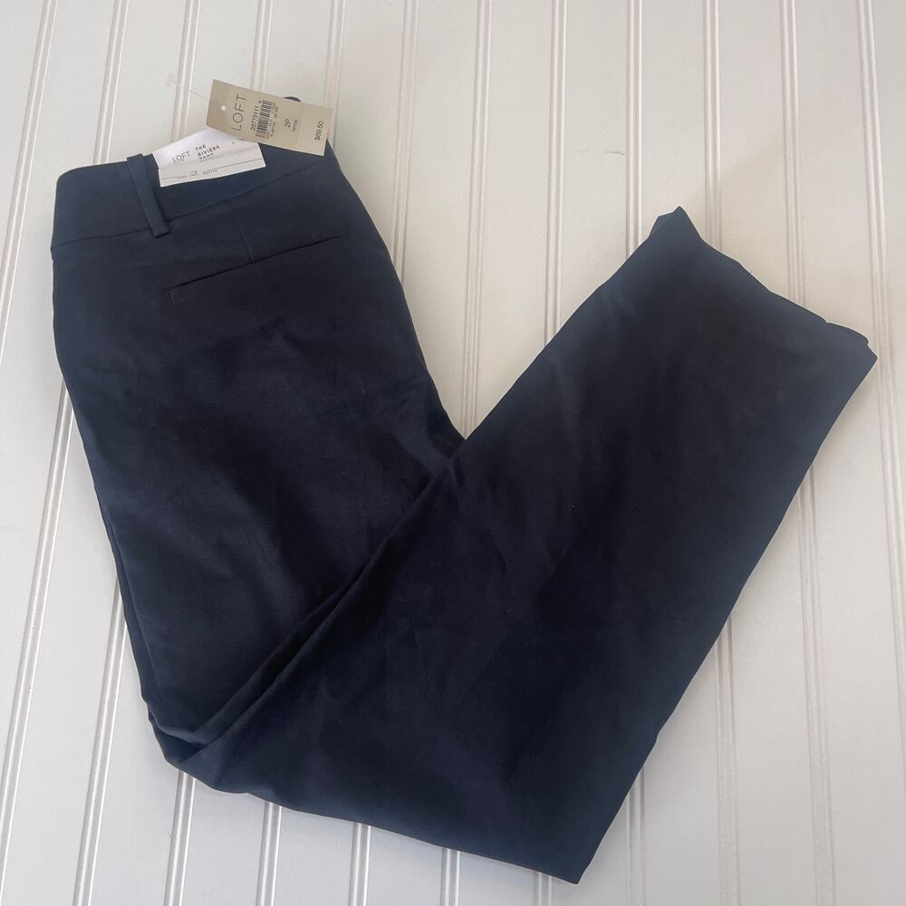 NWT Ann Taylor LOFT Riviera Pant Cropped Marisa Fit Black Womens 2 Petite 2P